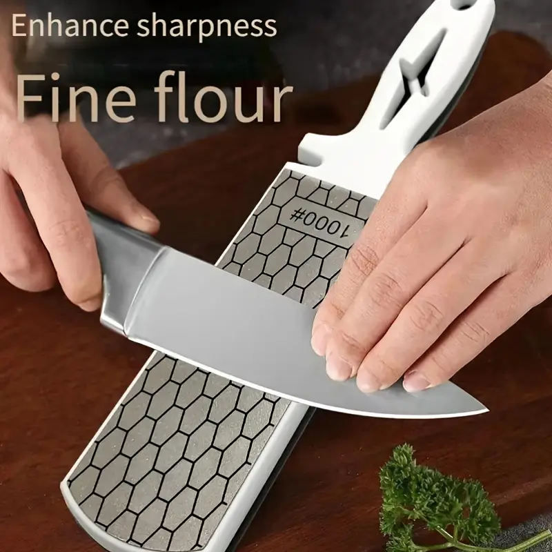 Diamond knife sharpener, oilstone, knife sharpener, high-quality oilstone, double-sided sandstone oilstone, kitchen knife oilstone, knife sharpener set with handle, kitchen utensils, kitchen accessories