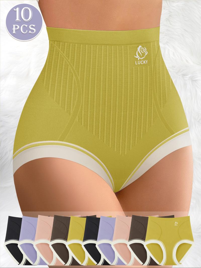 Women's Contrast Binding Full Coverage High Waist Panty, Casual Comfy Breathable Knicker for Daily Wear, Ladies Underwear for All Seasons, Breathable Panties