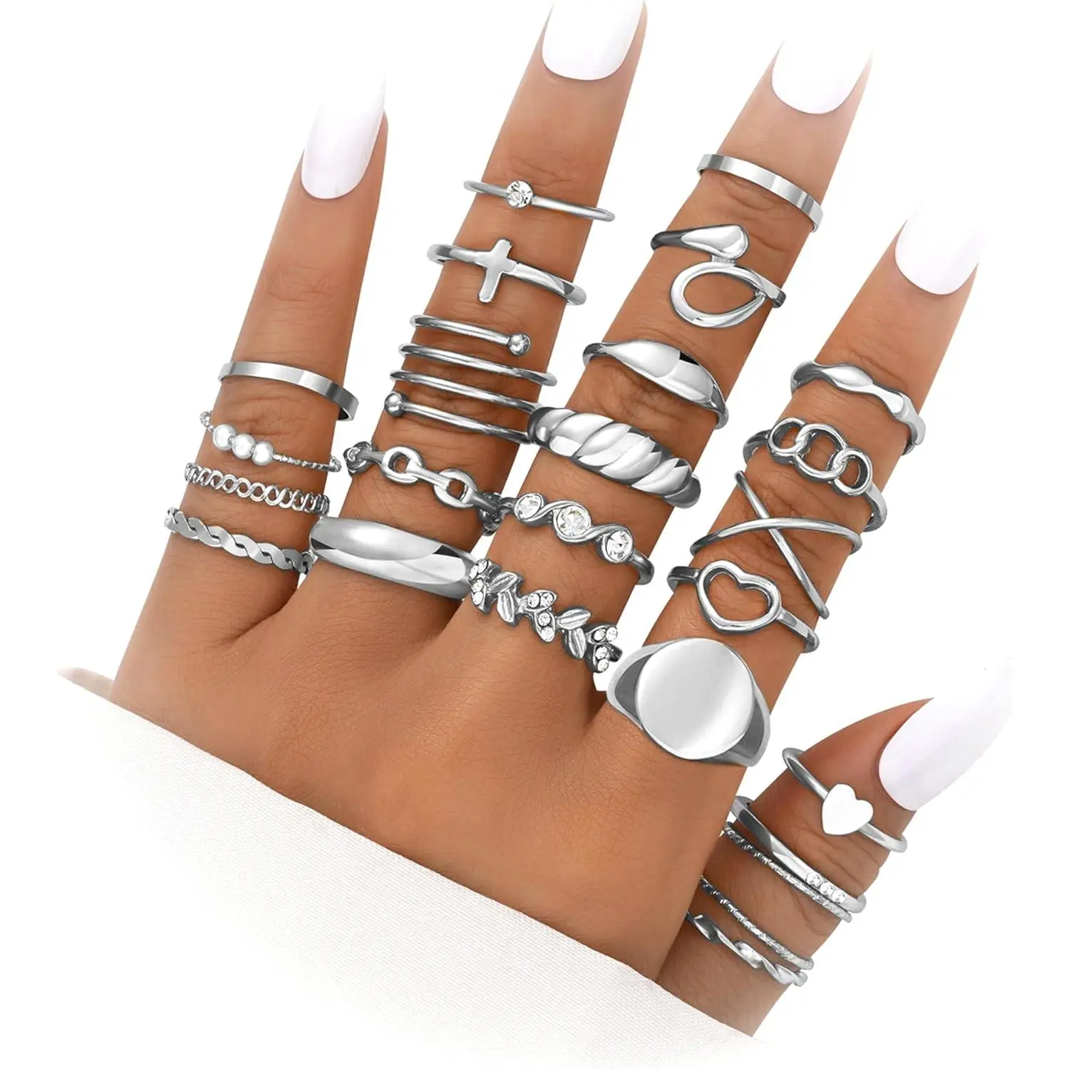 24-60 Pcs Gold Stackable Rings for Women, Knuckle Rings Chunky Gold Ring Set Dainty Stacking Cute Rings, Multiple Sizes Cute Jewelry Set Gift