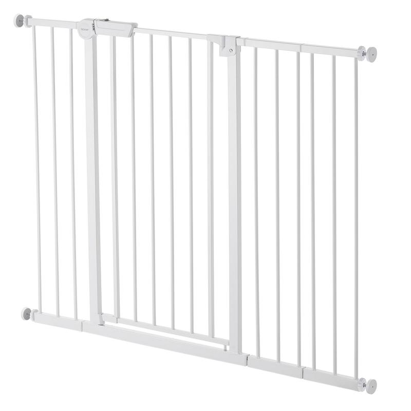 VEVOR Baby Gate, 26-48 Inches Adjustable Width, 36 Inches High Dog Gate, Easy Step Walk Thru, for Child Pet Security, Pressure Mount Kit, Wall Cups, One-Hand Open, for Stairs and Doorways, White
