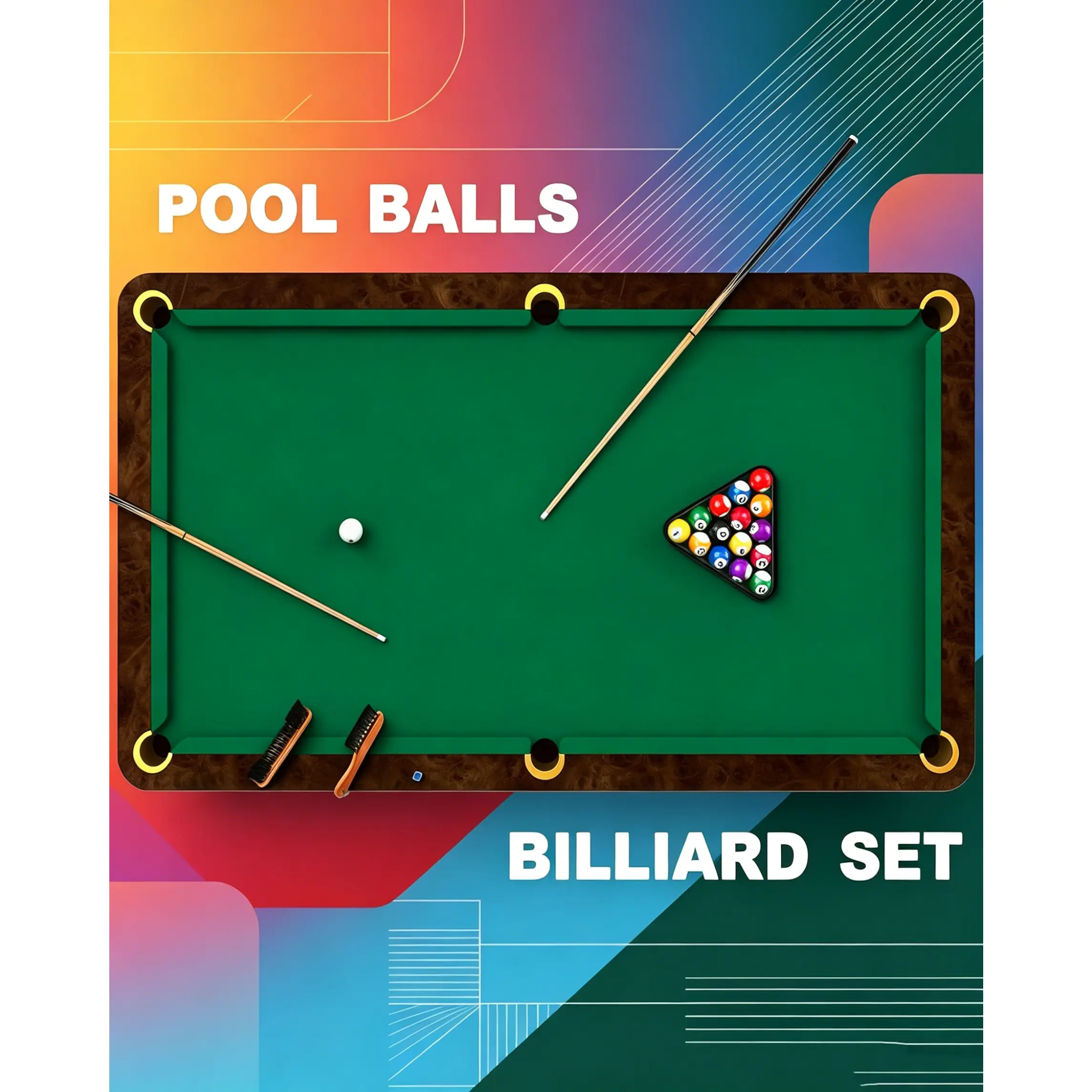 Complete Pool Table Accessory Kit 6 Pool Cues 16 Billiard Balls Triangle Rack Bridge Chalk Tip Repair Kit Score Keeper Brush Set