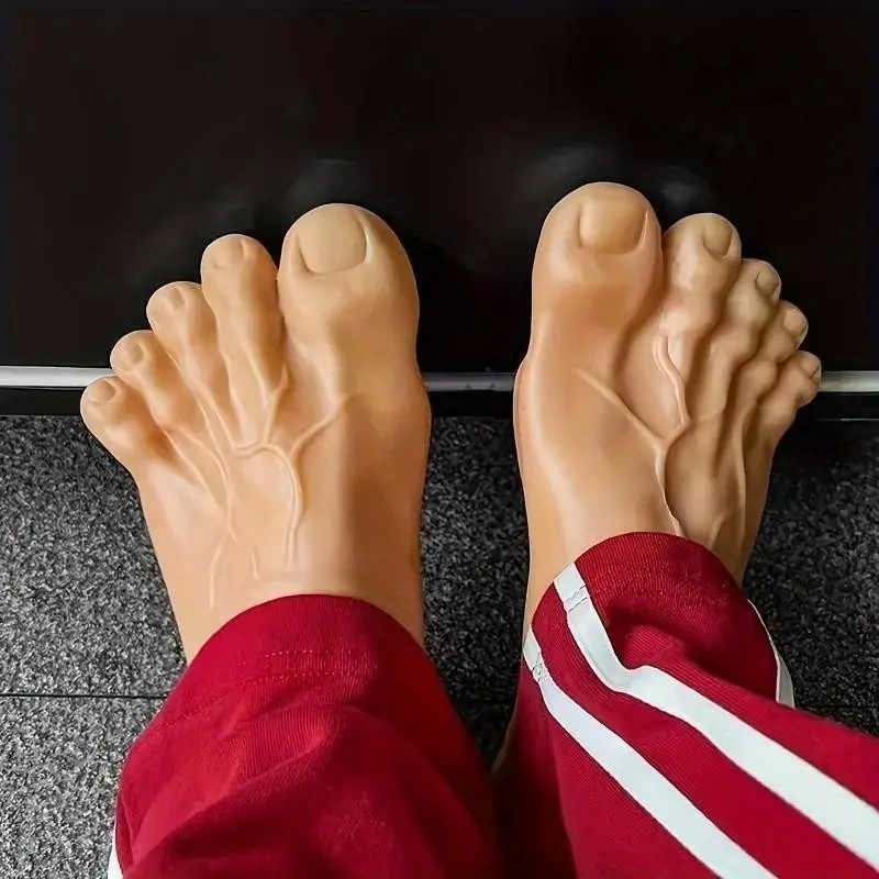 Realistic Prank Fake Feet Slippers, Lifelike Skin Tone, Detailed Toenails, Light, Fun Gag Accessory, Halloween, April Fools, Costume Party, Prank Gifts