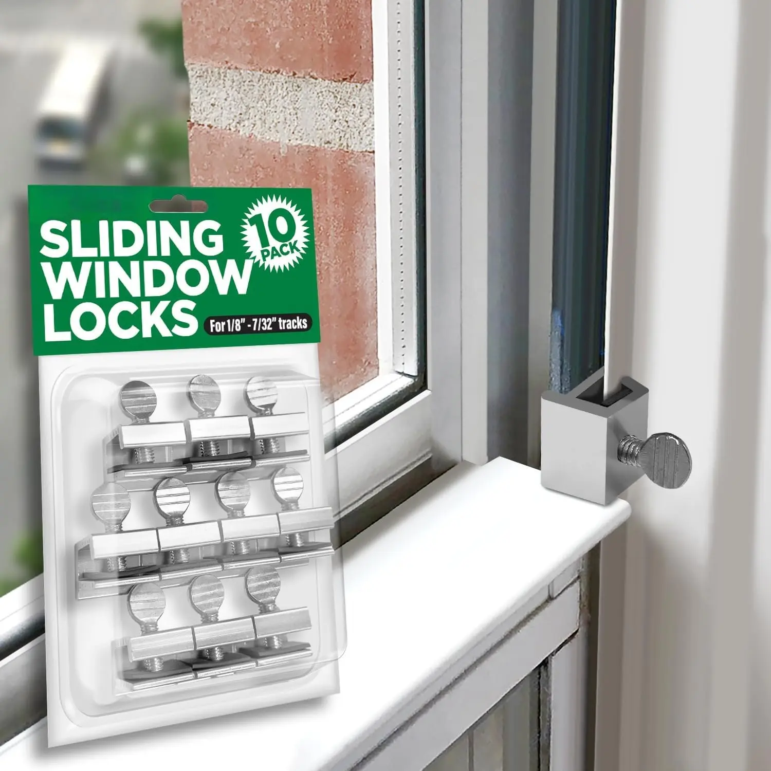 Window Locks, 10 Pack for Vertical and Horizontal Windows, Adjustable  Stoppers, Window , No-Drill Install, Requires 28-36mm Clearance