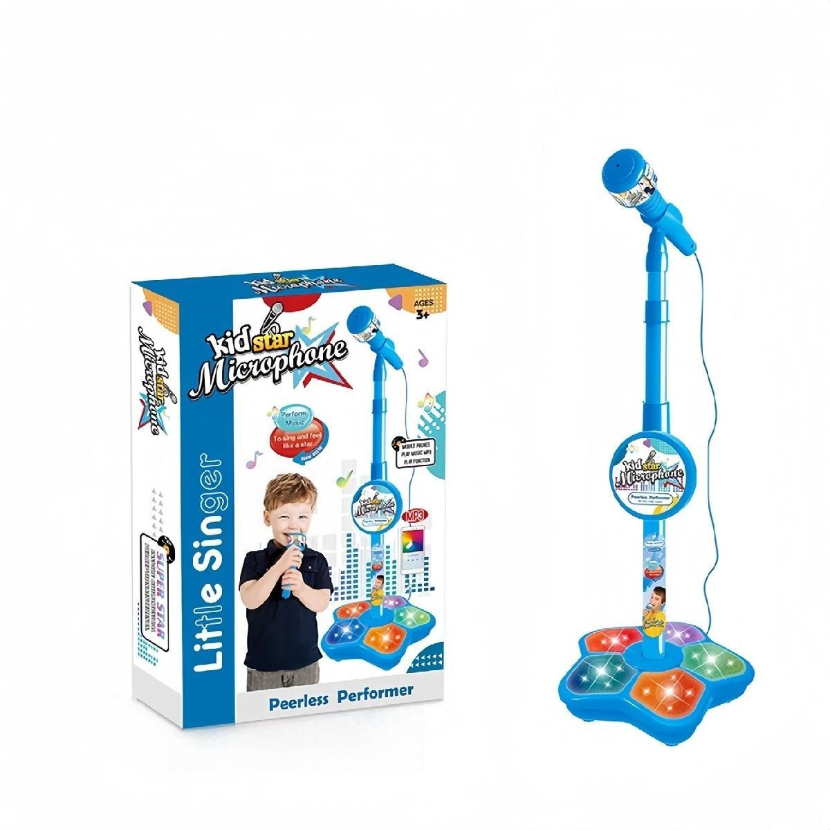 Microphone Toy with Super Colorful Lights, Unisex Singing Mic with Stand, Role Play Music Enlightenment Educational Toy