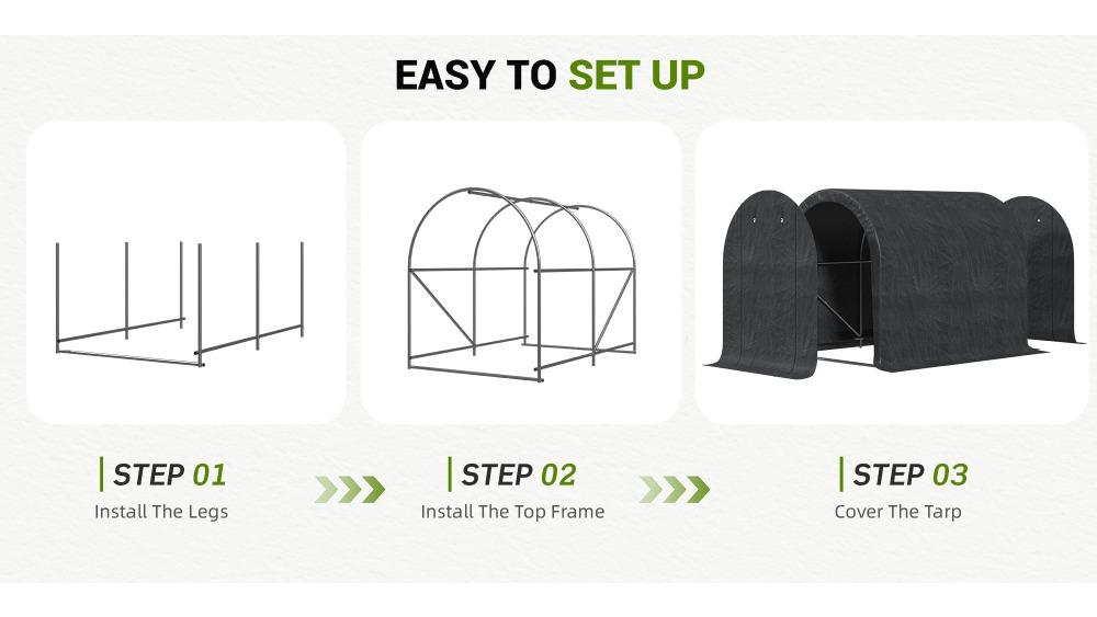 8ft. Lx6ft. Wx7ft. H Metal Carport, Outdoor Bike Storage Shed, Bike Storage Tent, Waterproof and Offering All-weather Protection, Can Accommodate Bicycles, Motorcycles and Gardening Tools