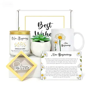 Daisy-Themed Sentimental Self-Care Gift Basket for Women - Coworker Farewell Going Away Present, New Job Goodbye Blessing Gift Set