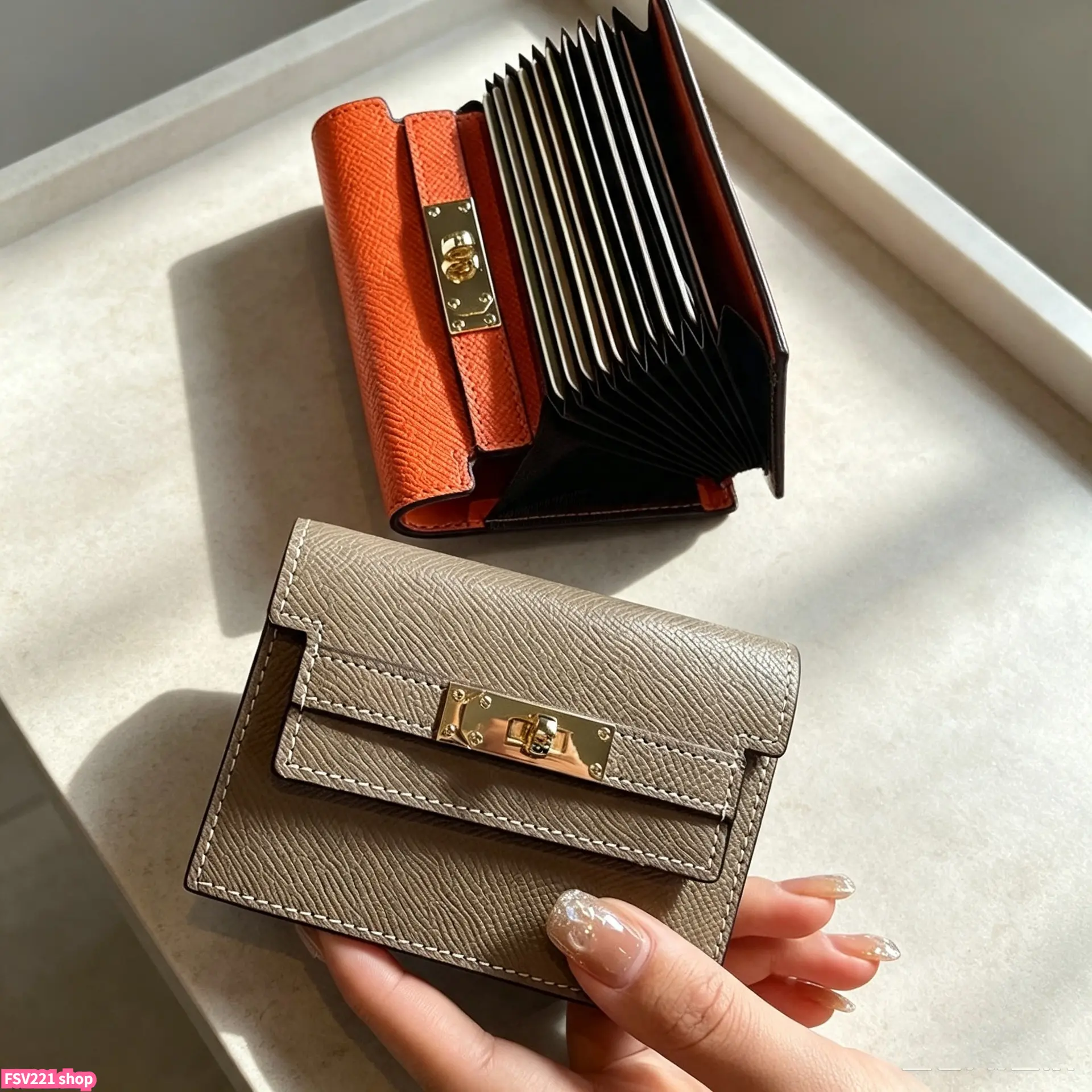 Fashionable Ultra-Thin Leather Card Holder Organizer - Men's Compact Wallet with Zipper Lock, Keychain, Card Slots - Secure Storage for Daily Travel, All-Seasons, Fashionable Card Holder