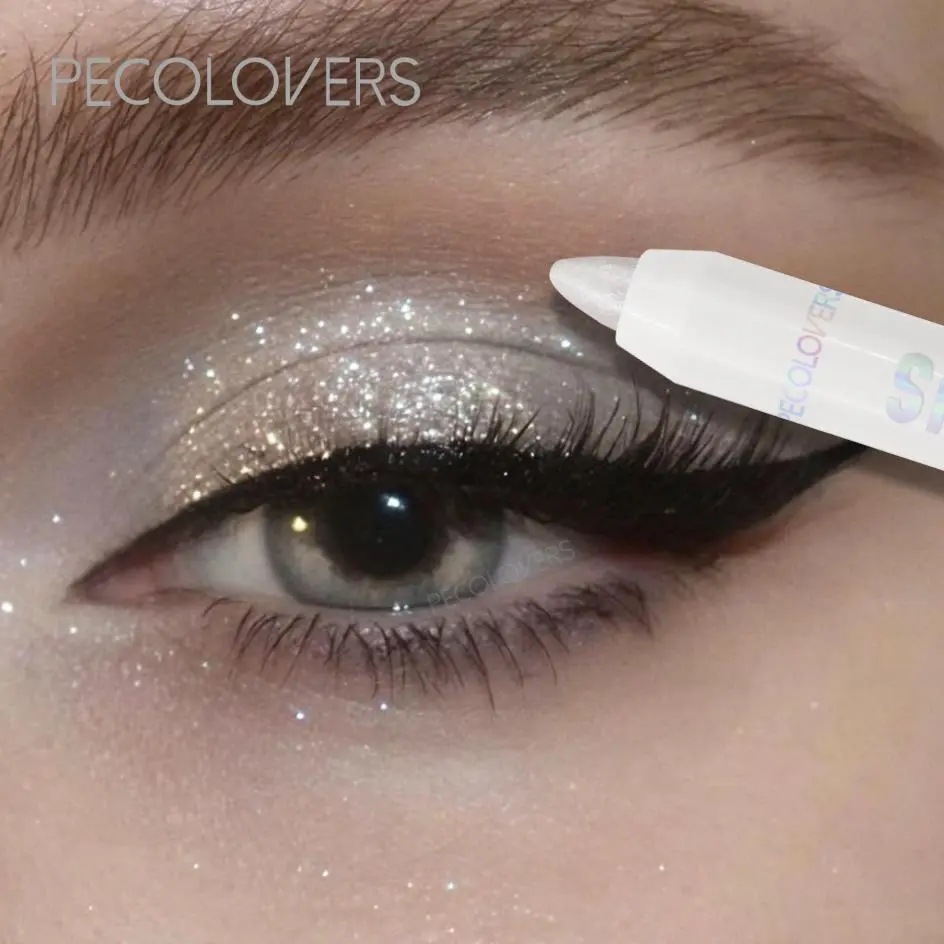 1PC Sparkling Eye Highlighter, Long-lasting Brightening Eye Corner Eyeshadow Pen, Pearl White Glitter Shimmering Eyelid Under Crease Pen, Finish for a Radiant Look