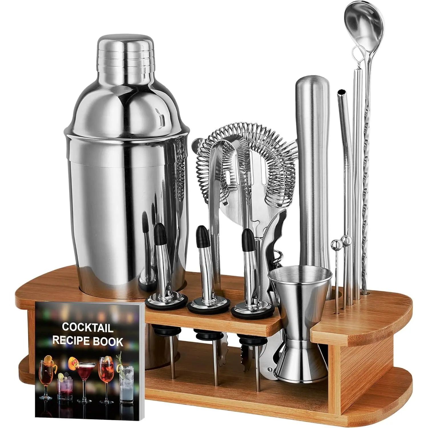 Cocktail Shaker Set - 17 Piece Stainless Steel Mixology Bartender Kit, Drink Martini Shaker, Home Bar Accessories, Cocktail Kit, Stainless Steel Bar Set, Shakers Bartending
