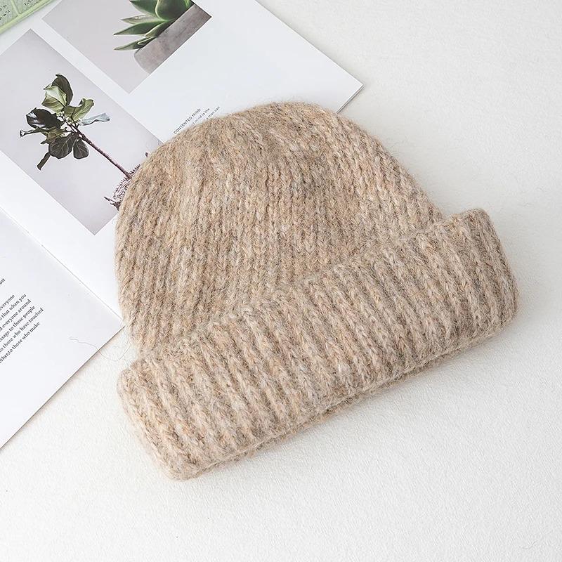 New Style Winter Warm Solid Color Slouchy Winter Hats Beanie Cap Y2k Warm Cap For Women Cap Winter Outdoor Knitted Girl Hats
