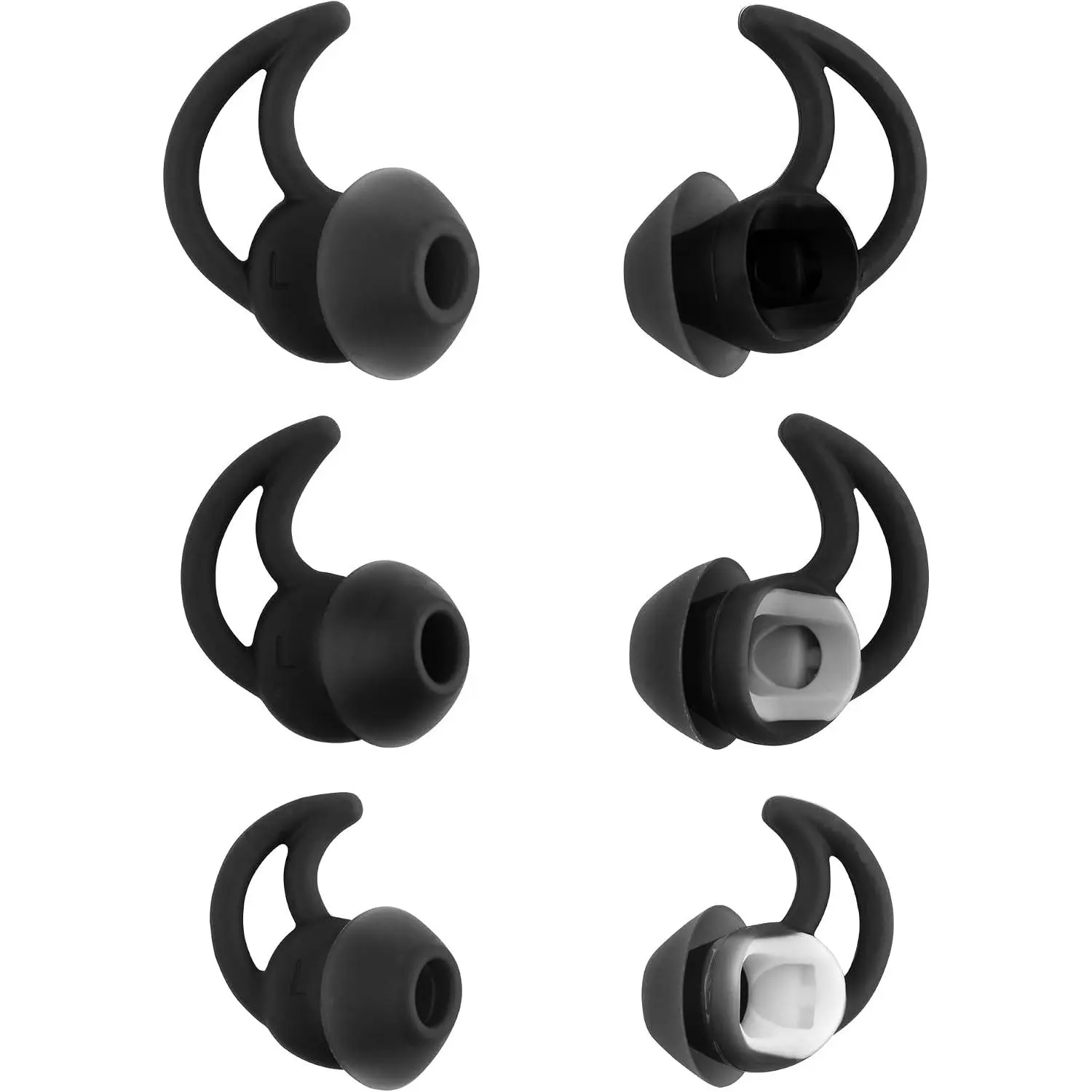 3 Pairs  Eartips  Ear Buds Tips S/M/L 3 Size Earbud Tips Set Compatible with  QC20 QC20i QC30 IE2 SoundSport IE3 SIE2i Earphone Rubber Ear Tips (3 Pairs, Black)