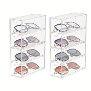Pack of 2 with 8 drawers acrylic transparent glasses storage box
