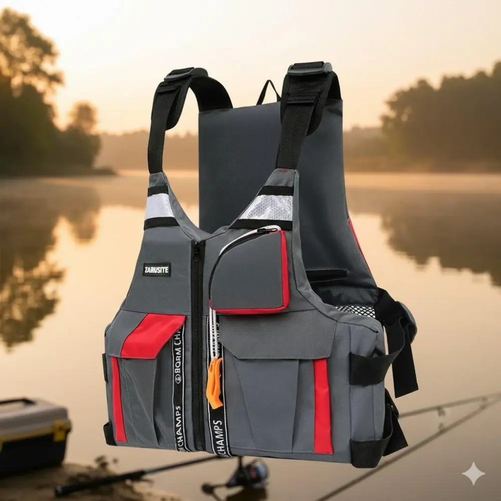 Adjustable Strap High-Buoyancy Fishing Vest, Multipurpose Outdoor Life Jacket for Boating & Fishing. Lightweight, Breathable, Comfortable Design. Durable, Water-Resistant, Quick-Dry.