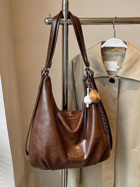 Casual retro high-quality college style backpack, niche fashion multifunctional tote bag, large capacity shoulder messenger bag with two carrying methods, suitable for students and office workers commuting, Casual Commuter Bag, Casual Messenger Bags