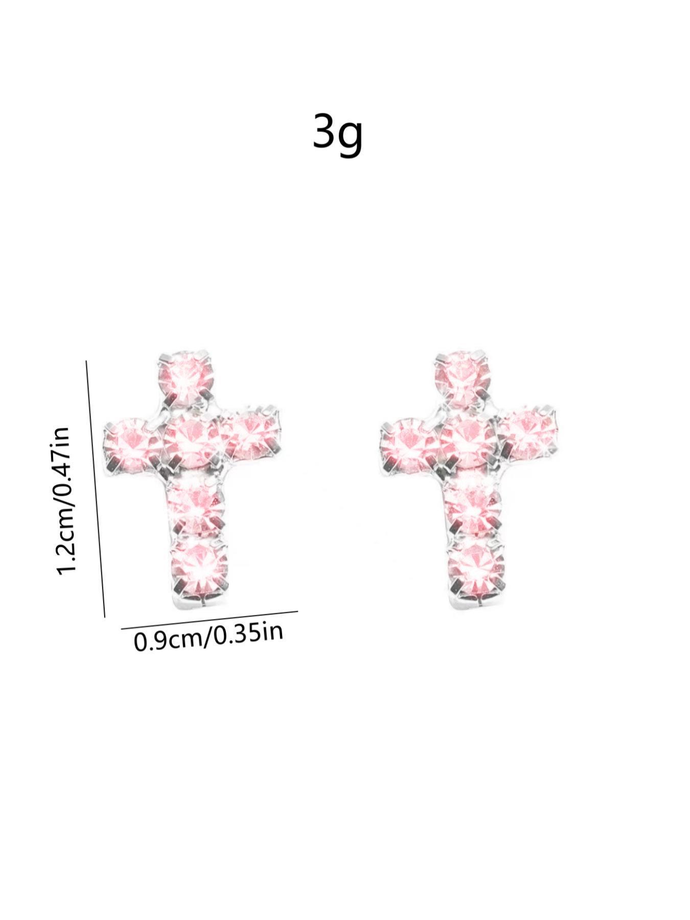Rhinestone Decorated Cross Design Stud Earrings, Elegant Cubic Zirconia Jewelry for Party, Daily Clothing Decor, Trendy All-match & Exquisite Jewelry for Birthday Gift, Girl Accessories, Studded Cross Earrings, Ear Studs