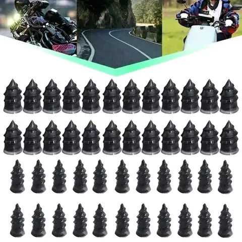 60 Pcs Professional Quick Plug-In Rubber Plug Tubeless Tire Repair Kit with O-Ring Set, Vacuum Self-Repair Puncture Tools for Car & Bike, Motorcycle, Self-Service Car Owners