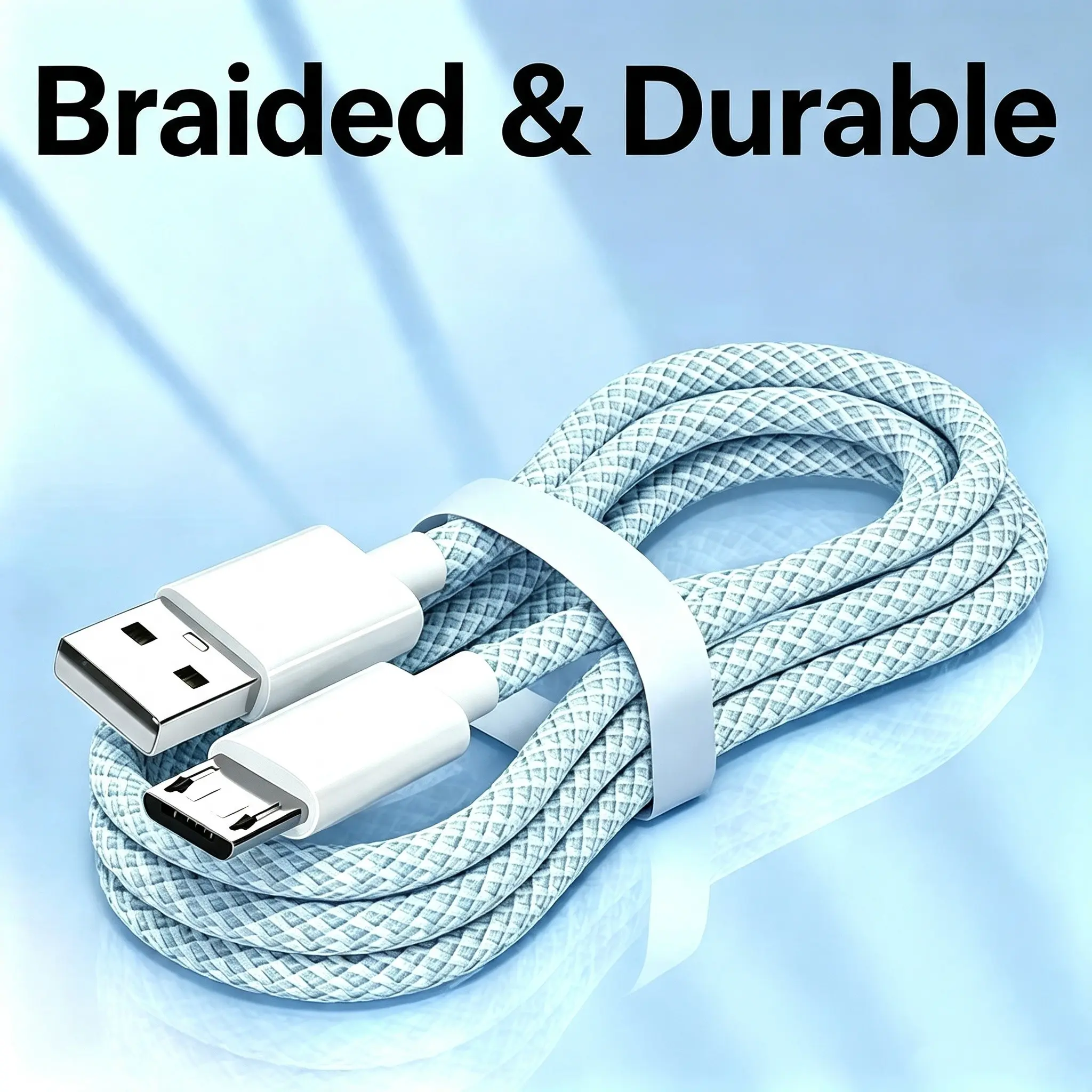 Durable Nylon Braided Multi-Color Bend Resistant Charging Cable, Android Durable Anti-Break Data Cable, Reliable and Long-Lasting USB Cord