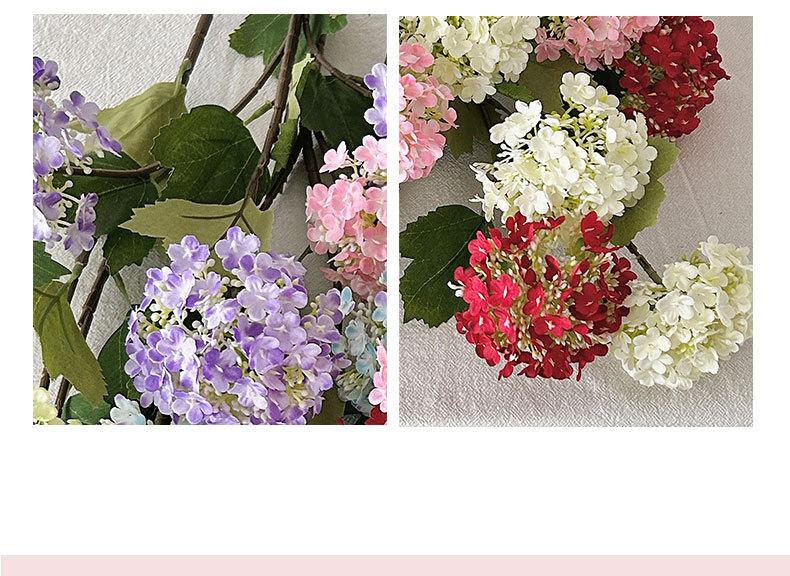 (4 pcs) 3 artificial hydrangea snowball flowers for home decoration, living room display, fake flowers for wedding hall floral arrangements