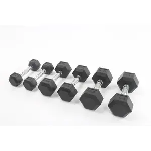 Hex Dumbbell Set, Rubber Encased Exercise & Fitness Dumbbells for Home Gym, Heavy Duty Hand Weights Set for Strength Training, Weight Lifting & Full Body Workout