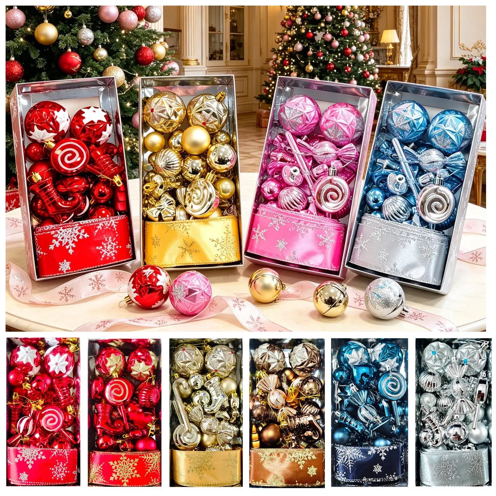 30pcs Bow Tie Candy Plastic Balls, Christmas Ornaments, Round Plastic Hanging Balls, Holiday Decorations, No Feathers