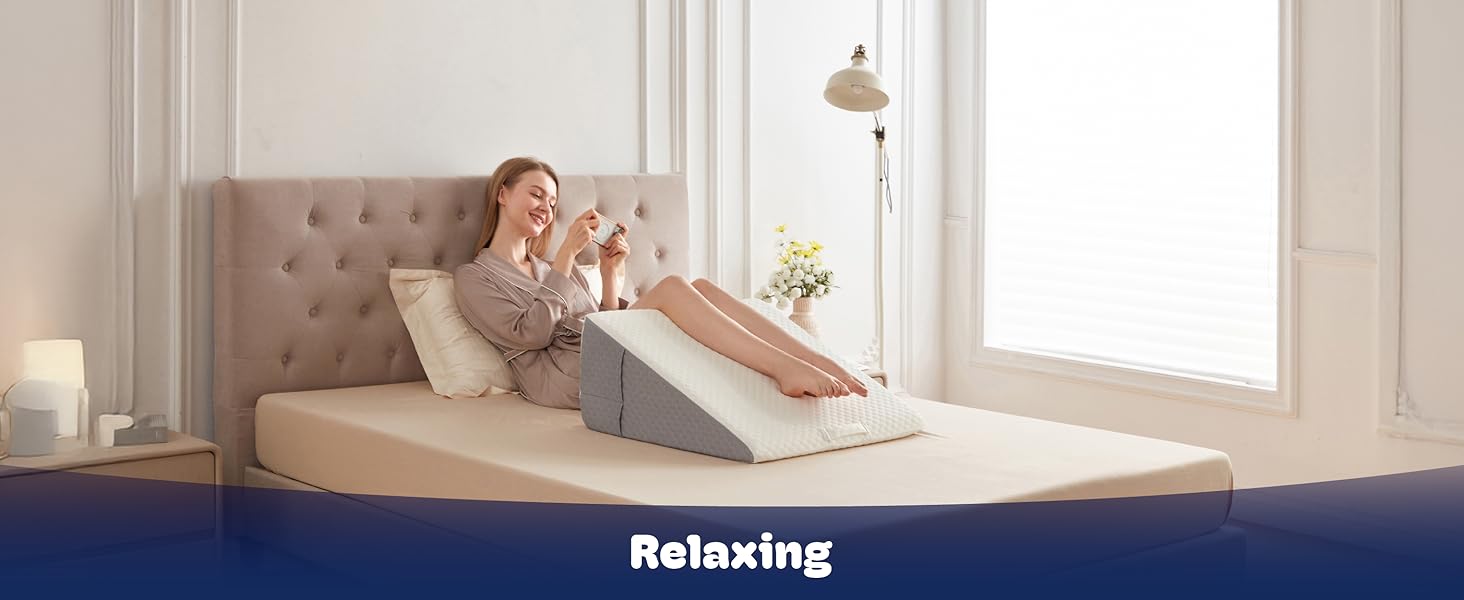 Wedge Pillow, Wedge Pillow for Acid Reflux, Back Pain Relief, Cooling Top, Bed Wedge Pillows for Headboard, Sleeping, Snoring, Back, After Surgery.