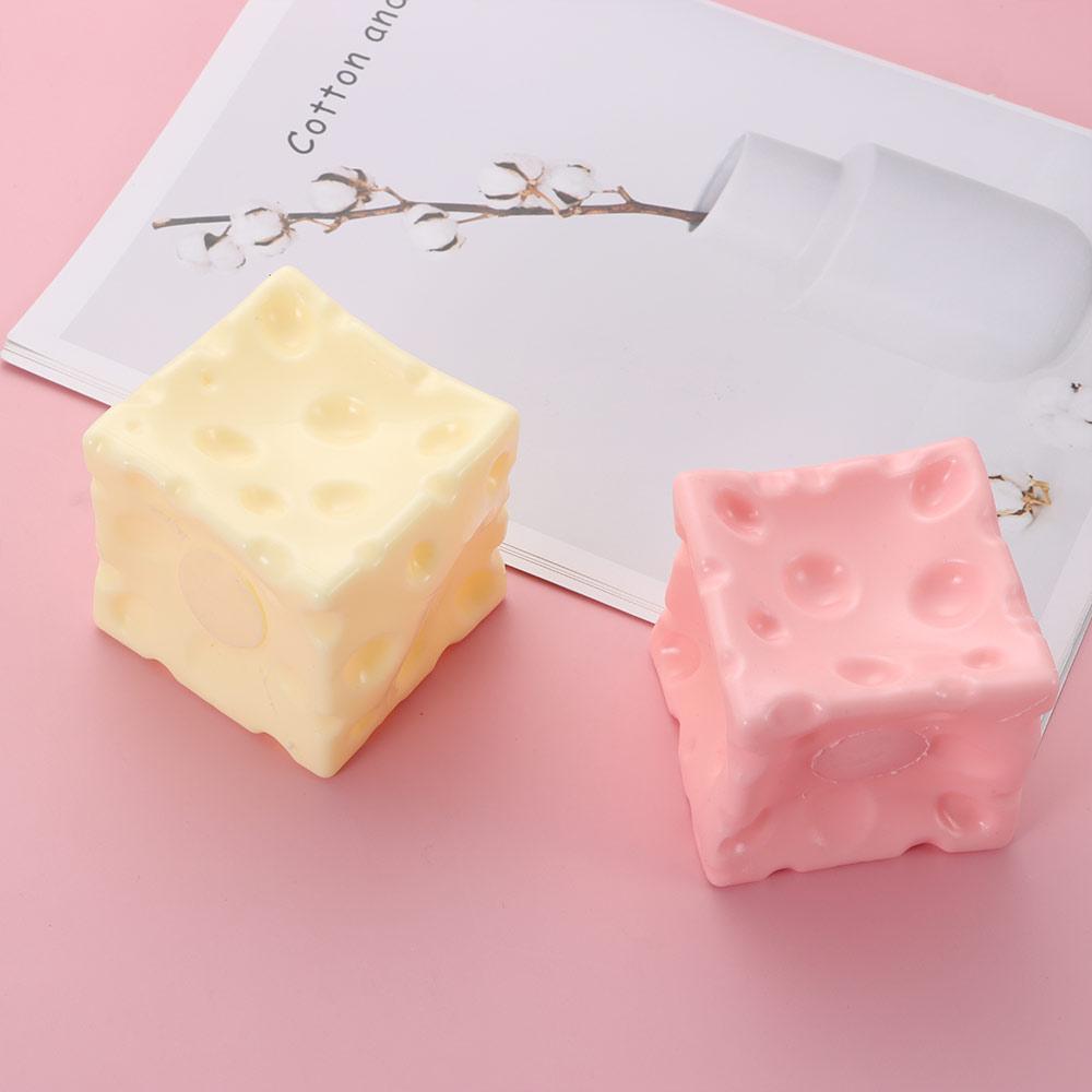 Shapeable Jumbo Cheese Cube Stress Ball Non-Bounce Anti-Stress Cheese Squeeze Fidget Toy Squishy Texture ASMR Sensory Stress Toy