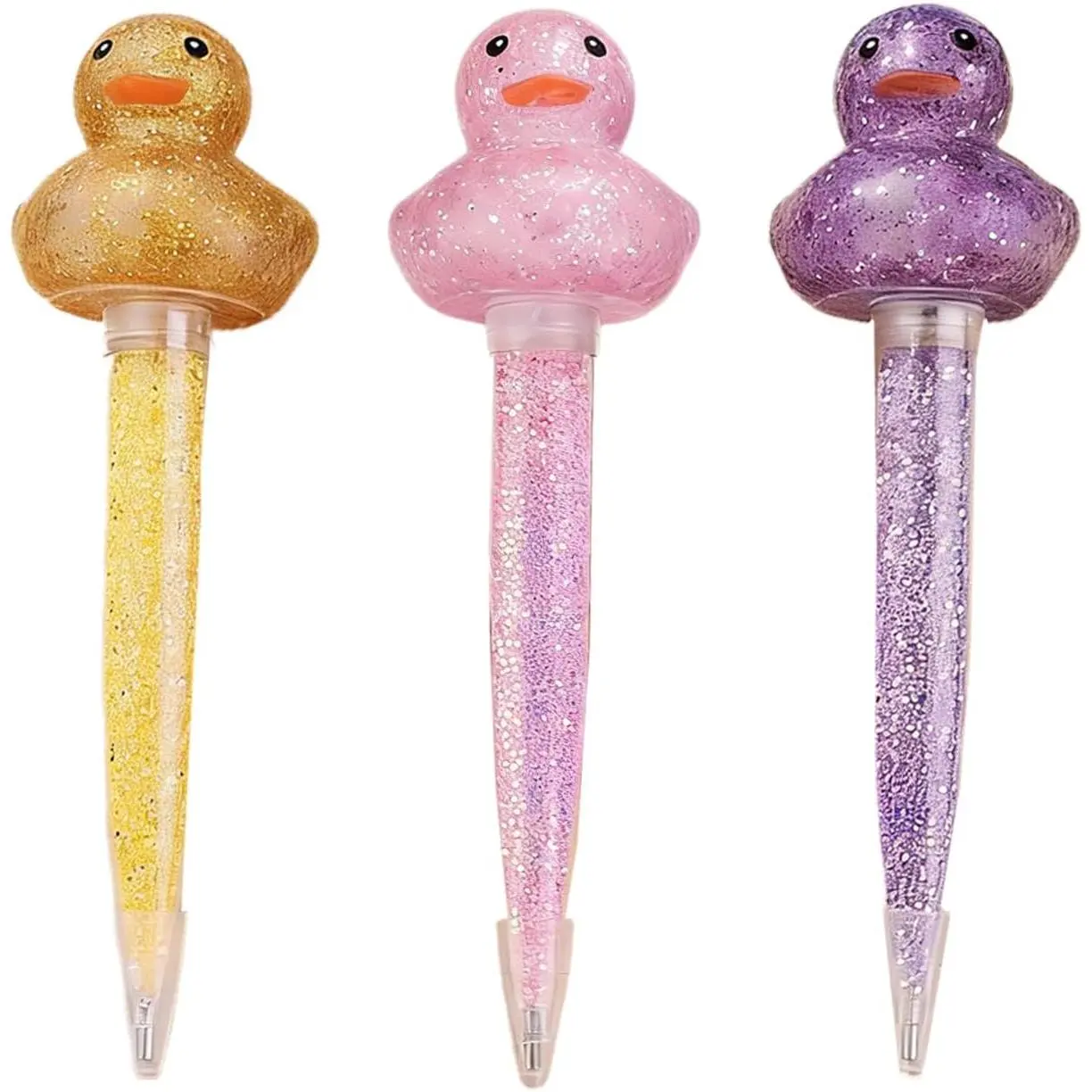 Glittering Duck Spark Synthetic Wax Pens Set - 3 Refillable Rhinestone Pencils, DIY Craft Tool for Painting & Art Making