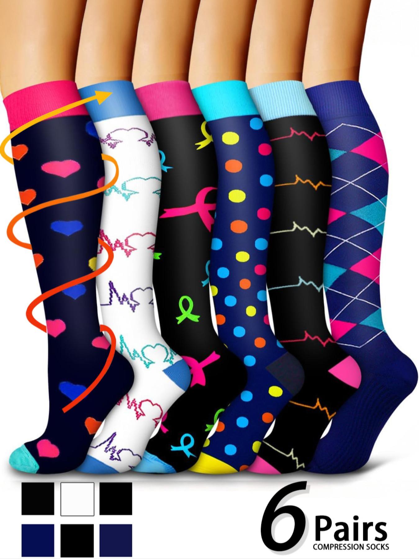Unisex's Colorful Compression Socks, Sports Socks for Running, Nurses, Pregnant Women, Sports Socks for Improving Blood Circulation, Polyester Athletic Socks