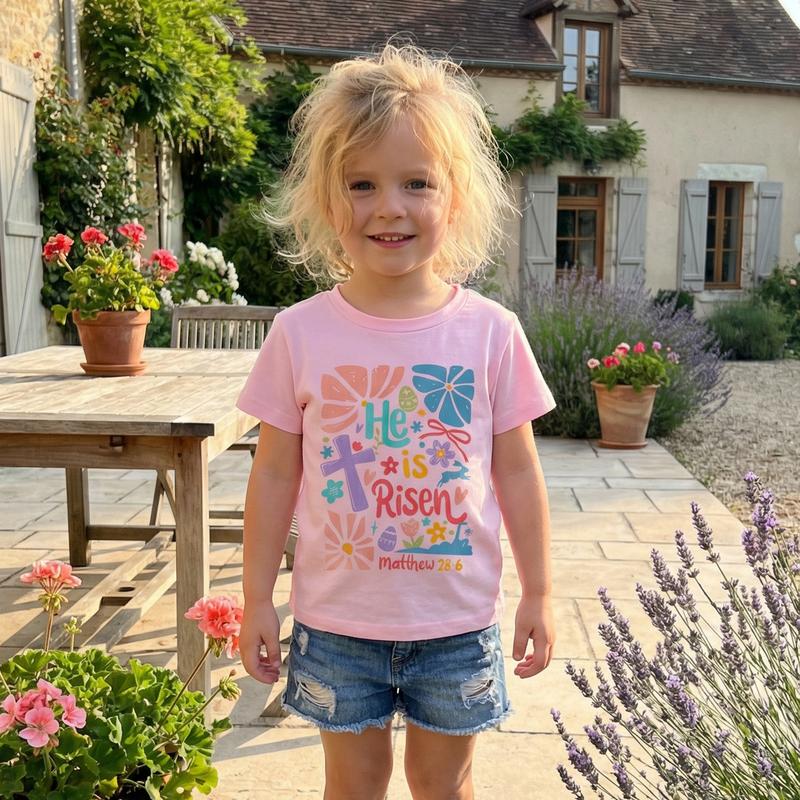 PYBCVRRD Kids Baby Girl Easter T-Shirt Tops Letter Floral Print Short Sleeve Round Neck Loose Fit Tops T shirt for Summer 1-6 Years