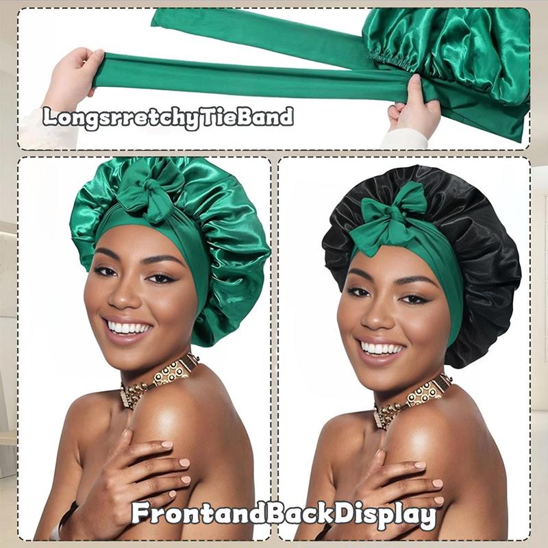 Double Layer Silk Bonnet for Haircare - Soft & Practical Sleeping cap with Elastic Tie Band for Curly & Natural Hair Mother's Day Gift