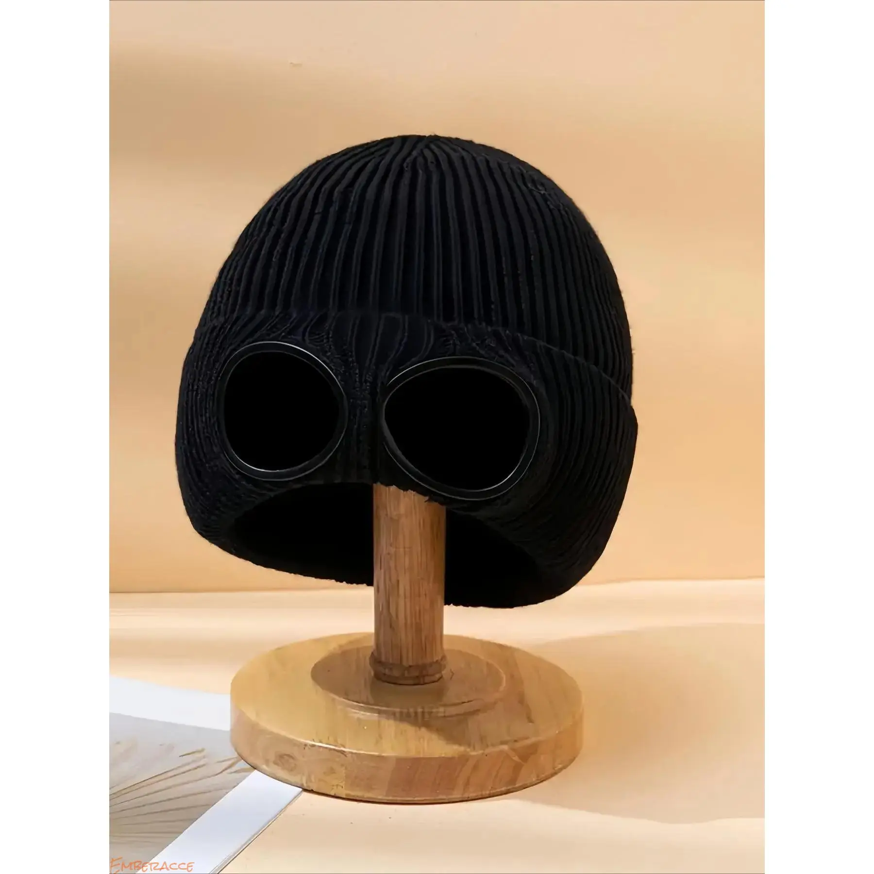Unisex Goggle Lens Design Beanie Hat, Trendy Knit Winter Beanie for Men Women, Soft Stretch Warm Fitted Hat, Casual Streetwear Fashion Accessory for Fall Winter Outdoor Daily Wear