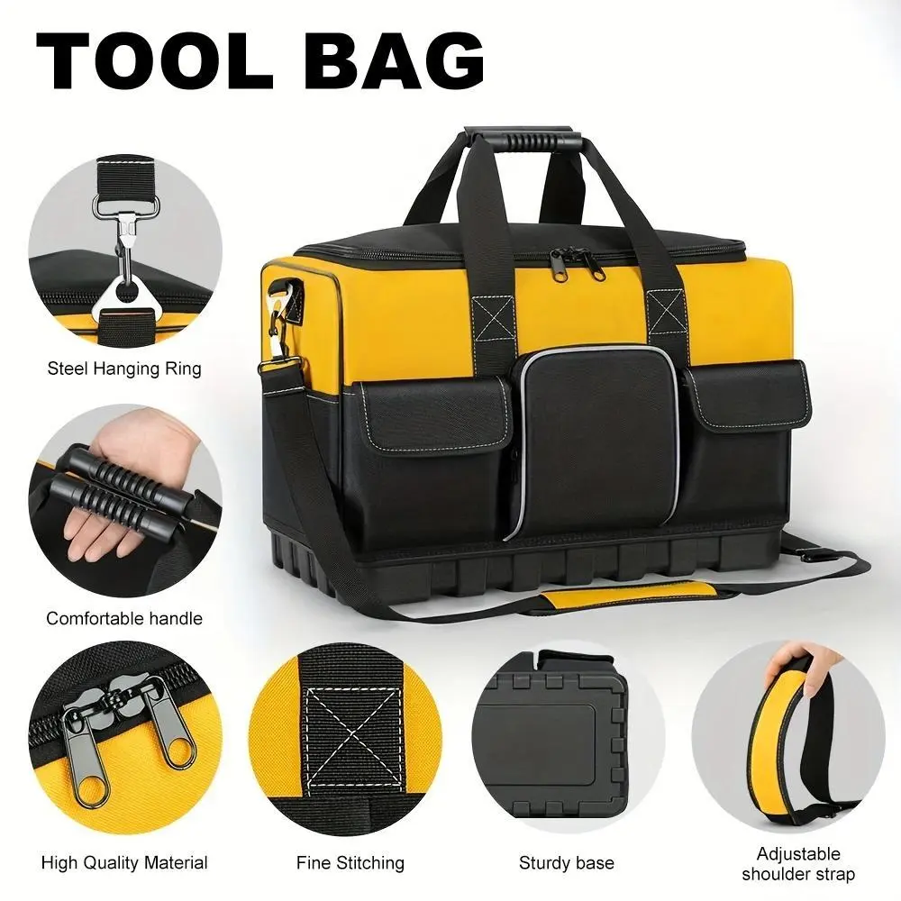 Multi-compartment Hardware Tools Backpack, Shockproof Wearable Workshop Tool Storage Bag, Large Capacity Hand Carry Tool Organizer, Heavy Duty Construction Repair Tool Bag For Men Daily Work Use