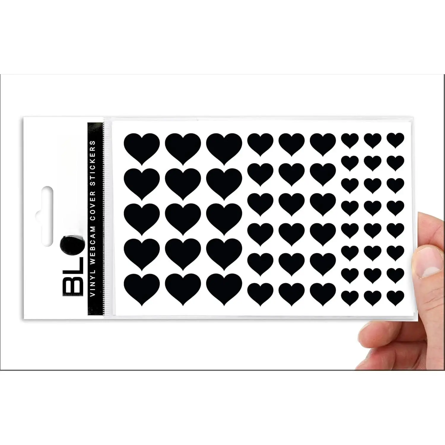 Synthetic Multi-Size Stackable Webcam Privacy Covers, 57-Pieces Low-Tack Stickers, Ultra Glossy Black Computer Camera Accessories