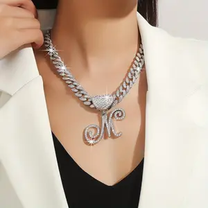 Personalized Initial Cuban Link Chain Necklace – Chunky Hip Hop Punk Letter Pendant, 26 Letters A-Z Gold-Tone Statement Jewelry, Bold Gift for Men & Women, Special Occasion Fashion Accessory