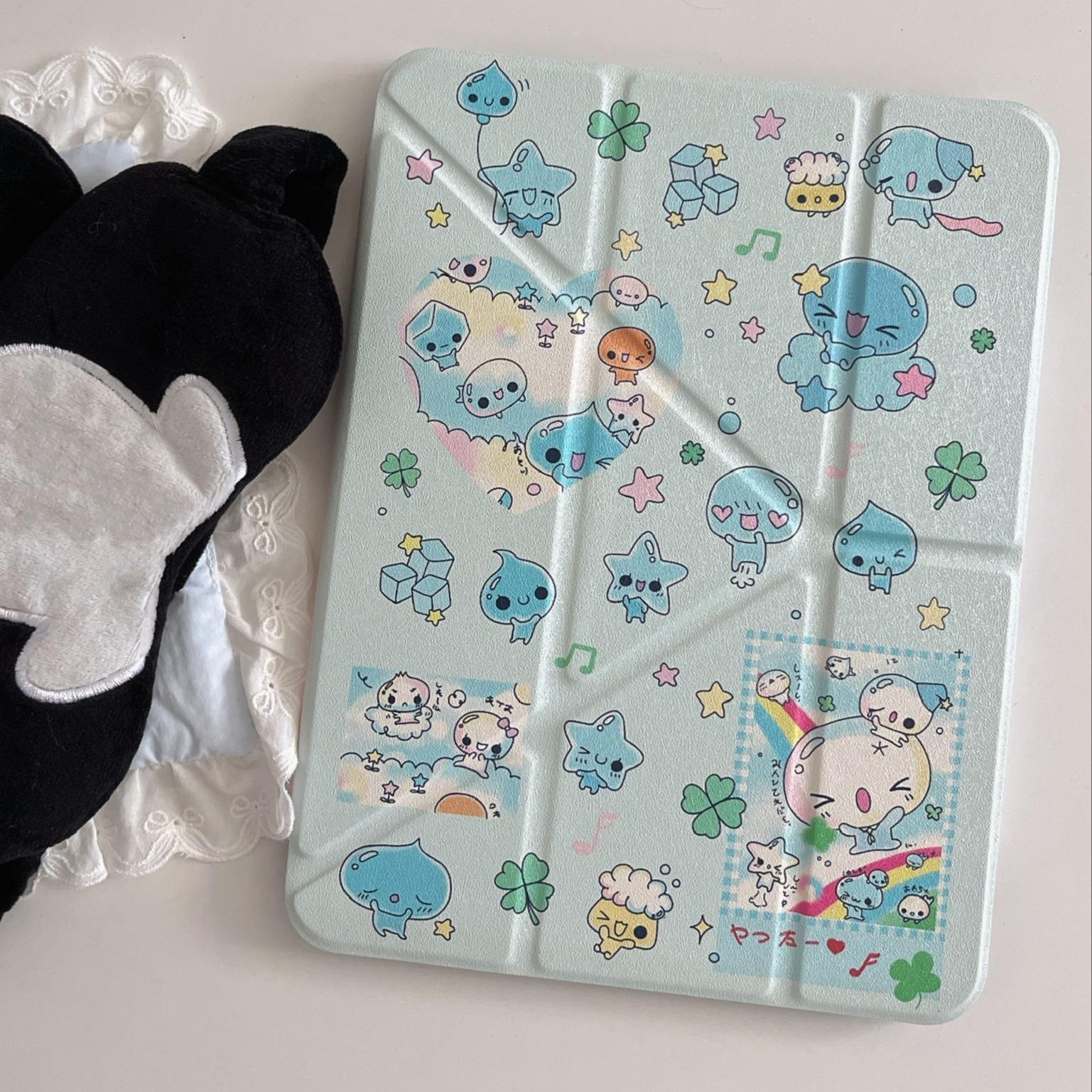 Summer Waterdrop iPad Case for 11th Gen, Lightweight and Thin Design, Pencil Slot, Drop Resistant for Mini 7/6 and Air 7/6, Tablet Casing