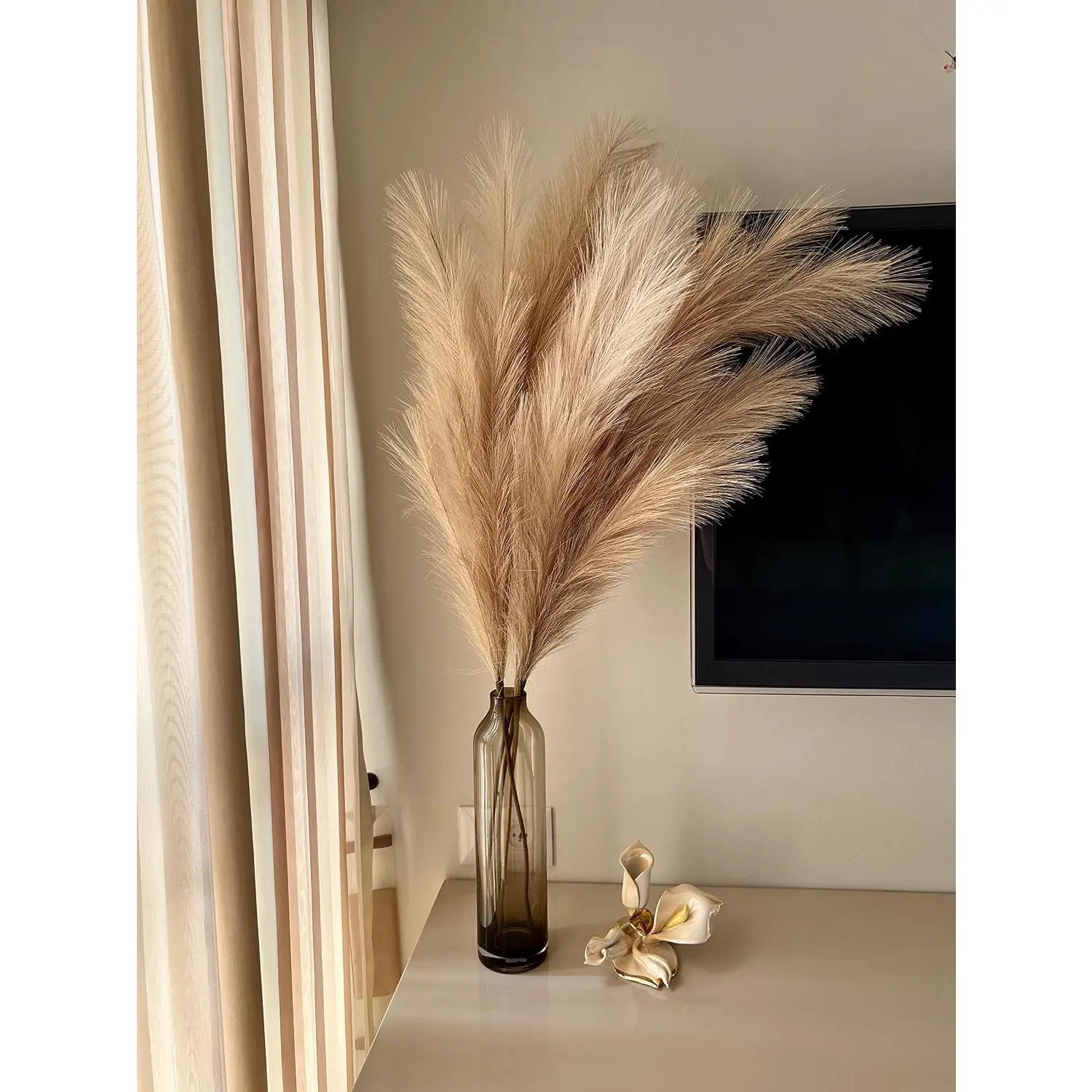 43" / 3.6 ft Pampas Grass Tall 4 count - Artificial Large Pampas Grass Decor for Floor Vase, Room Decor,  Decor, Boho Decor (Coffee & Cream)