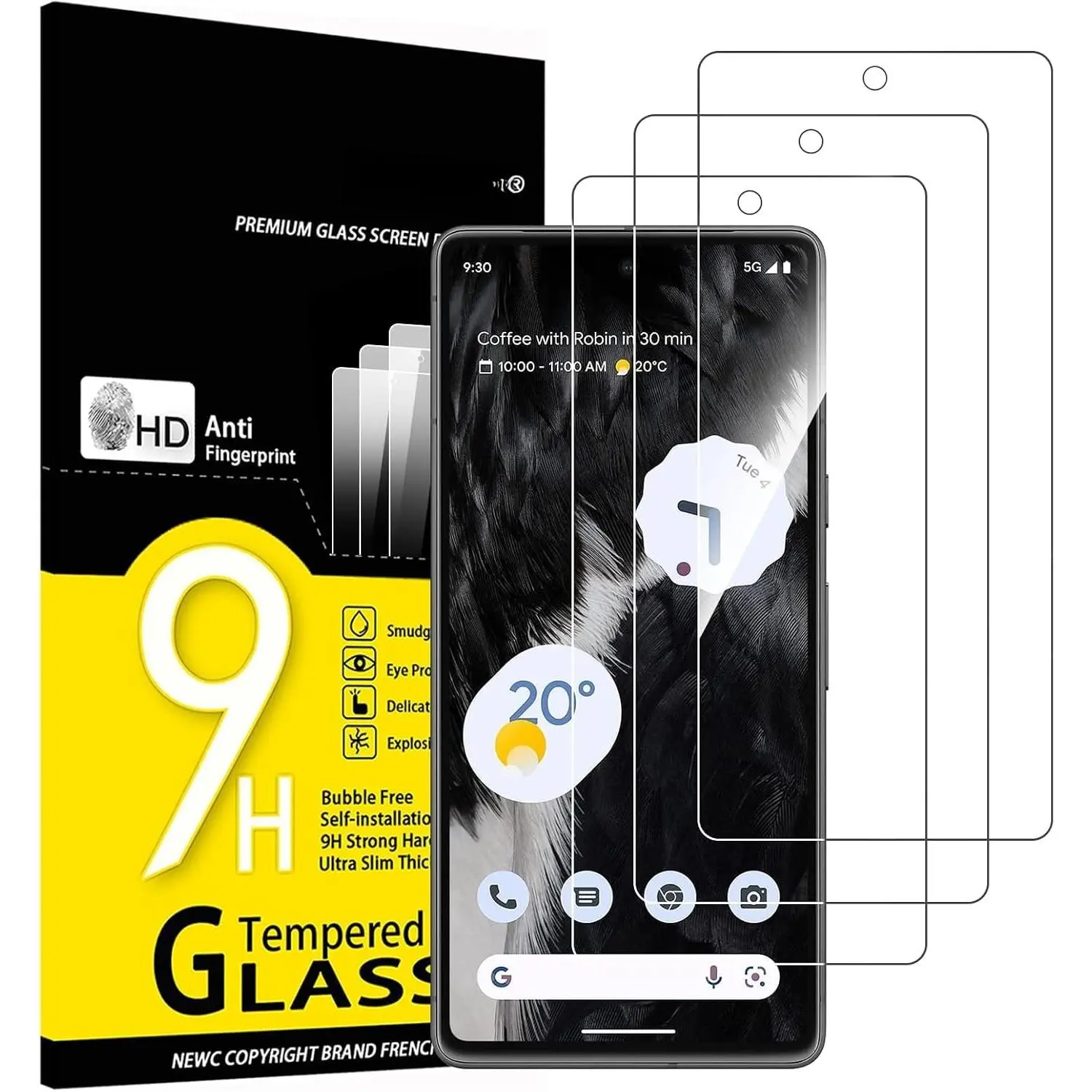 3 Pack Designed for  Pixel 7 Screen Protector Tempered Glass,Case Friendly Scratch Resistant, Bubble Free, Ultra Resistant