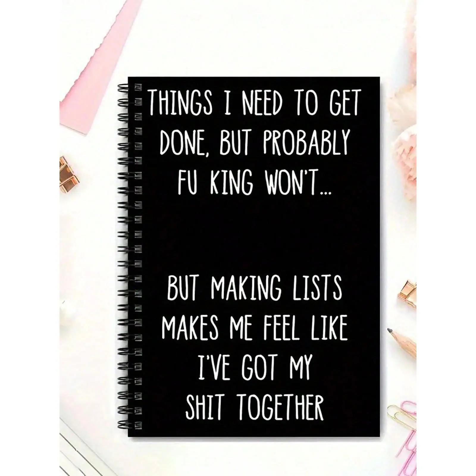 Spiral Bound Notebook - Funny Caption & Book Quote Planner, Book Quote Notebooks, Sarcastic Office-School Gift for Her, Funny Caption Notebooks