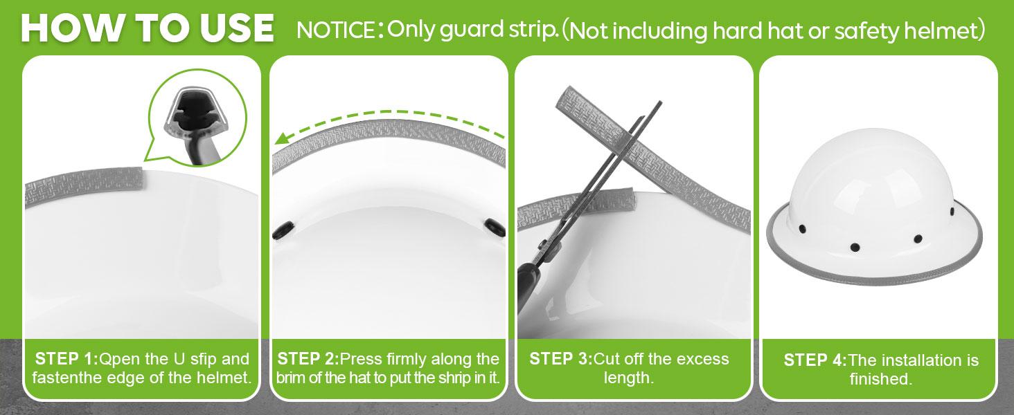 Full Brim Hard Hat Guard Strip – 36.6 Inch Helmet Edge Protector, Hard Hat Accessory for Enhanced Protection