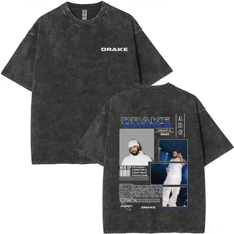 UNISEX Washed Vintage Rapper Drake Iceman Graphic T Shirt Men Women Hip Hop Fashion Pop Music T Shirts Men's Cotton Oversized T-Shirts