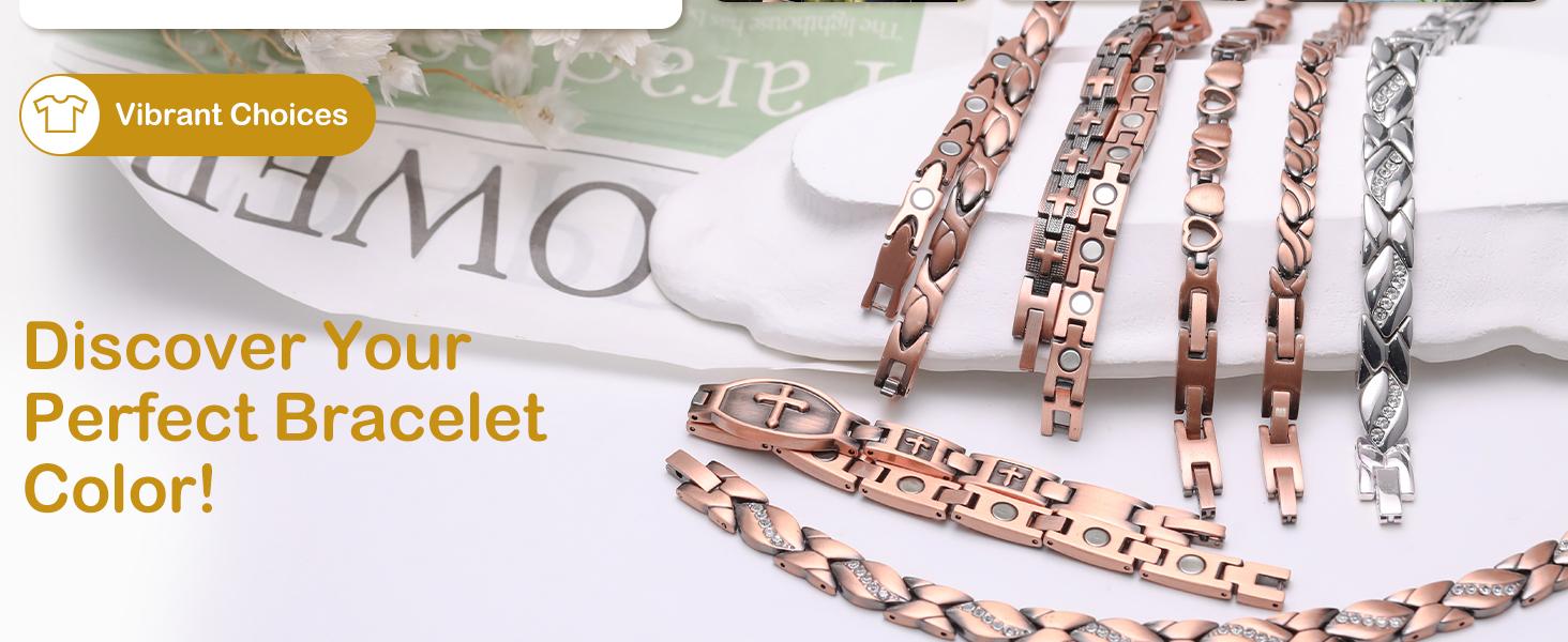 Jecanori Copper Bracelets for Women, 99.99% Pure Copper Magnetic Bracelets with Effective Neodymium Magnets, Adjustable Jewelry Gift with Sizing Tool Trendy Stack Bangle