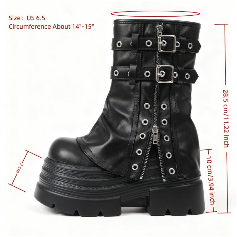Casual Gothic Ankle Fold Over Boots Women Y2k Chunky Low Heel Fall
