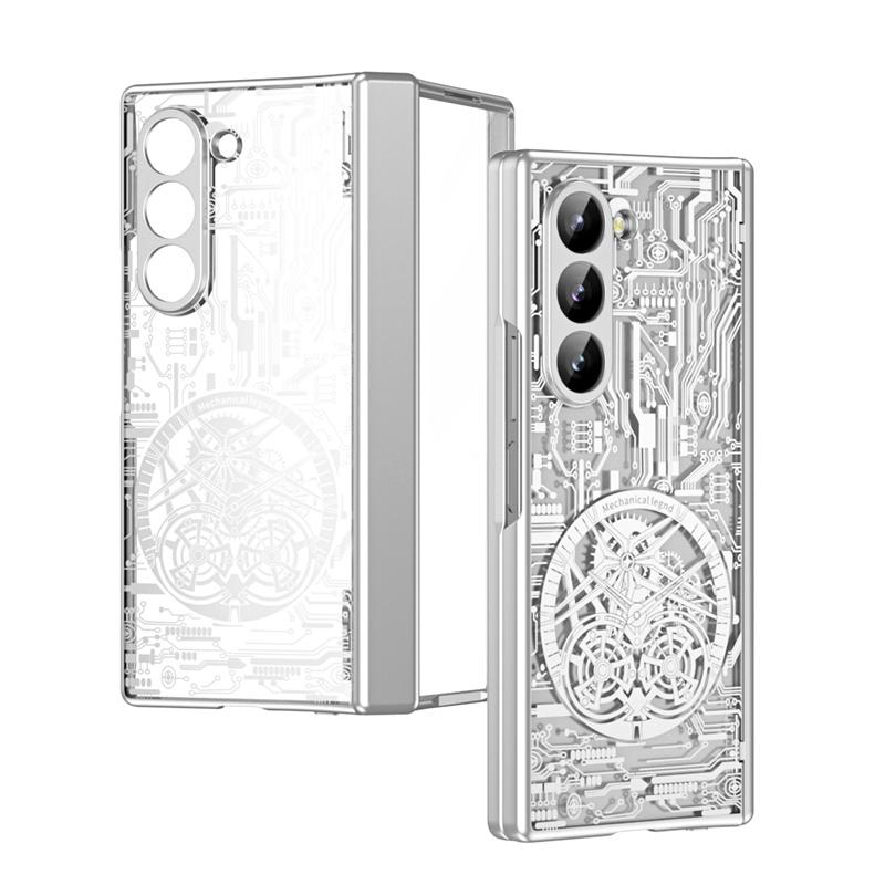 360° Full Protection Electroplated Hinge Protective Cover Compatible with Samsung Z Fold 7/6/5/4/3, Integrated Built-in Screen Protector