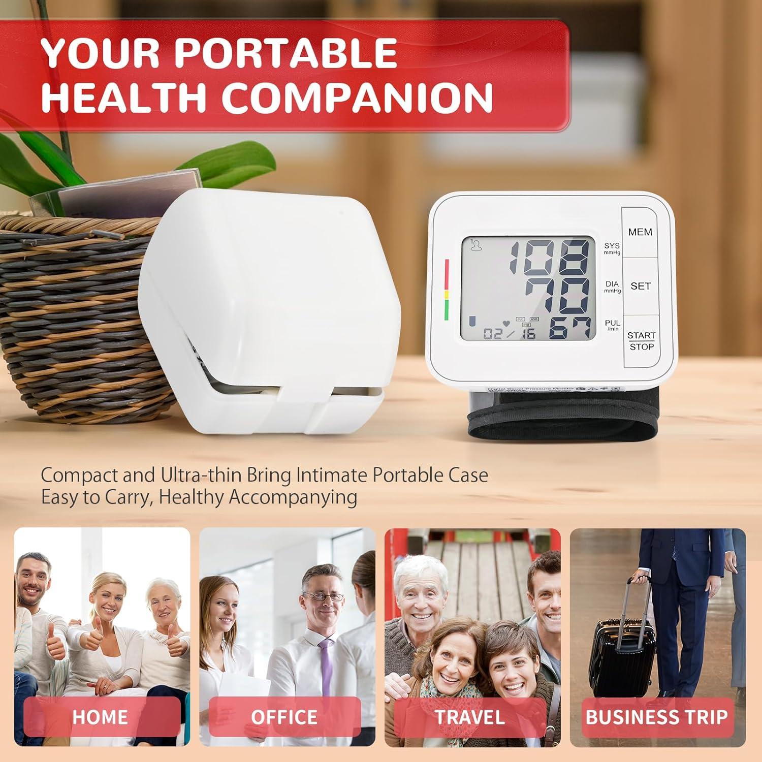 Blood Pressure Monitor for Home Use,Automatic Wrist Blood Pressure Monitor,Adjustable Wrist Blood Pressure Cuff (5.3-8.5") 2*90 Reading Memory Digital Blood Pressure Machine with Carrying Case