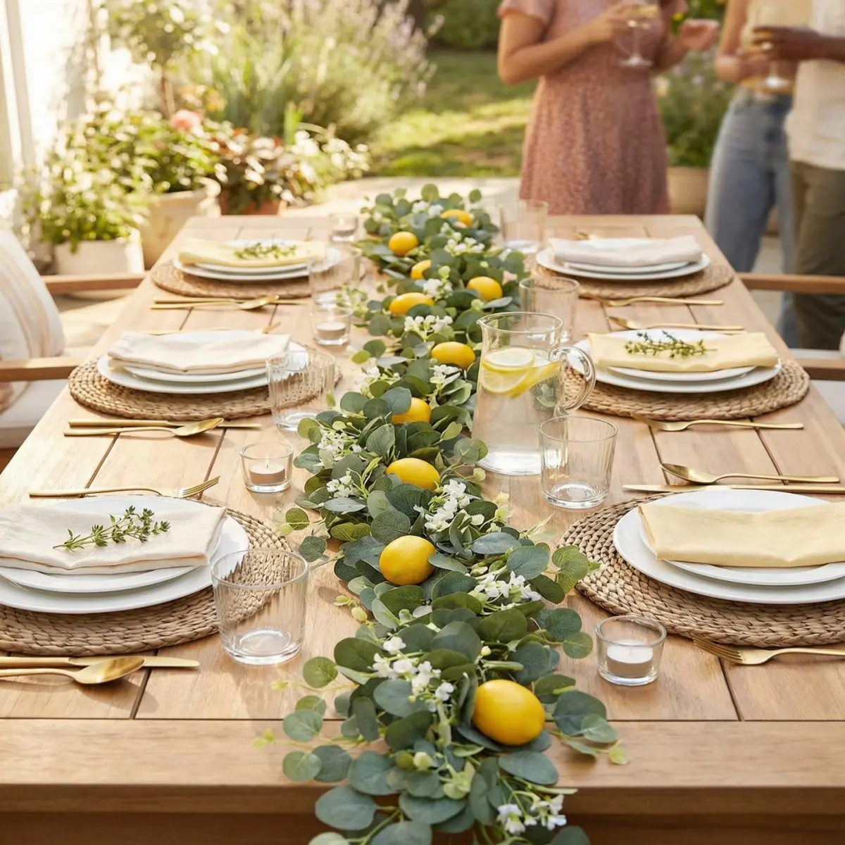 DIY Artificial Eucalyptus Wreath, Lemon Flower Garland, Home Door Wall Decor, Wedding Party Table Setting, Indoor Plant Vines
