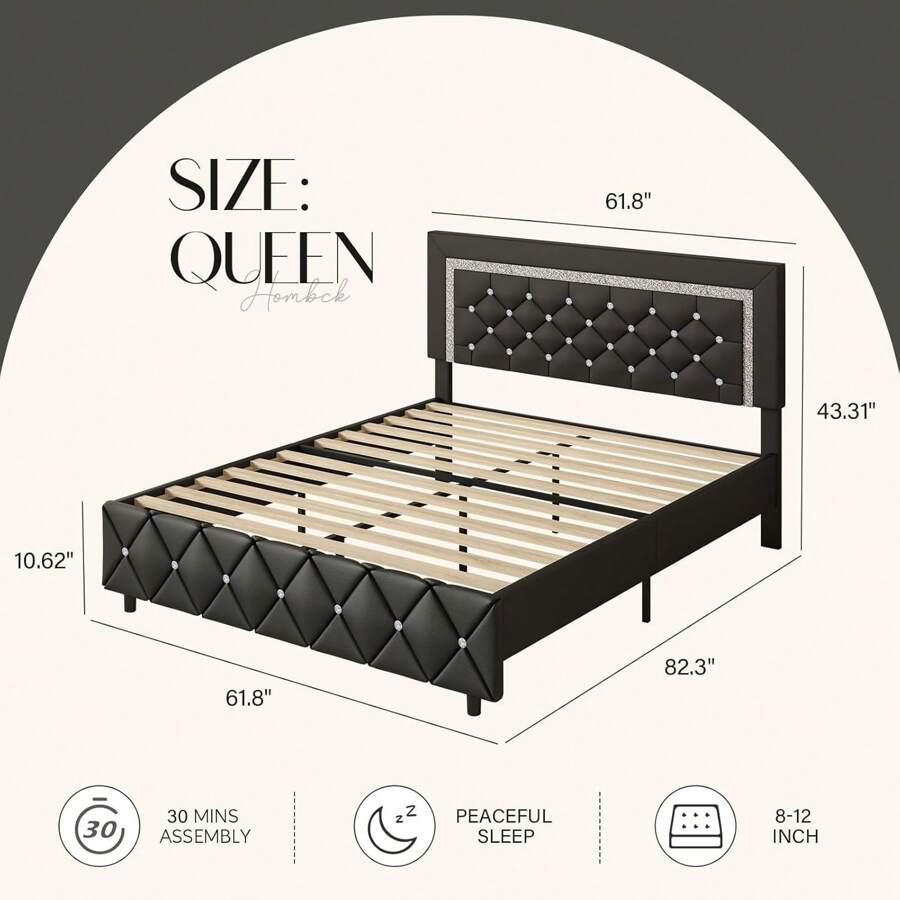 Upholstered Platform Bed Frame Twin Full Queen King Diamond Tufted Headboard Footboard No Box Spring Needed Multi-Color Multifunctional Murphy dog canopy Foldable Sofa metal loft trundle floor Upholstered Platform Bed Frame Twin Full Queen King Diamond Tufted Headboard Footboard No Box Spring Needed Multi-Color Multifunctional Murphy dog canopy Foldable Sofa metal loft trundle floor