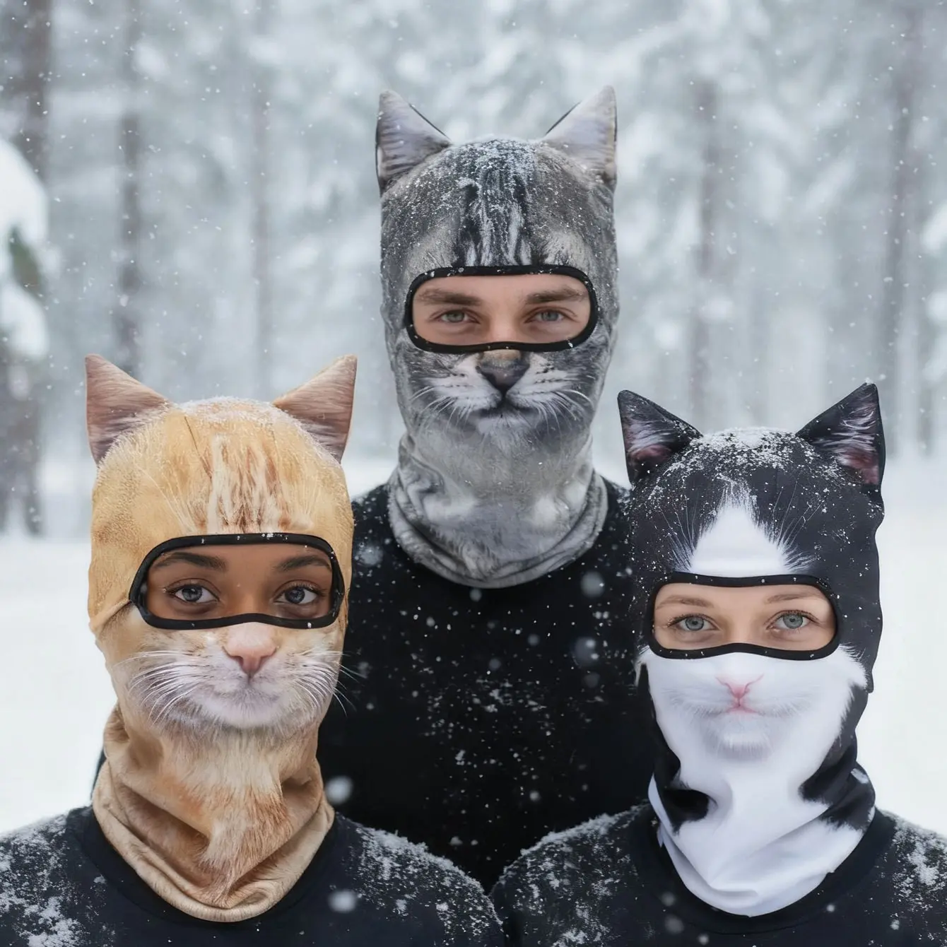 Halloween Quick Drying Cat Head Cover Funny Animal Breathable Dustproof Full Face Mask Windproof for Cycling and Cosplay Therian Mask