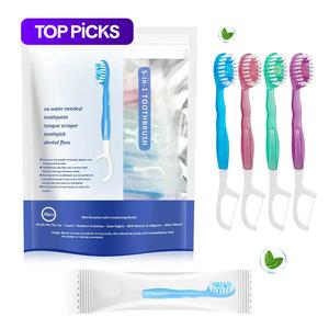 5 in 1 mini toothbrush & floss & tongue scraper & toothpick set, 26pcs/pack soft bristles toothbrush set, oral care tool for travel, business trip, mouth hygiene kit