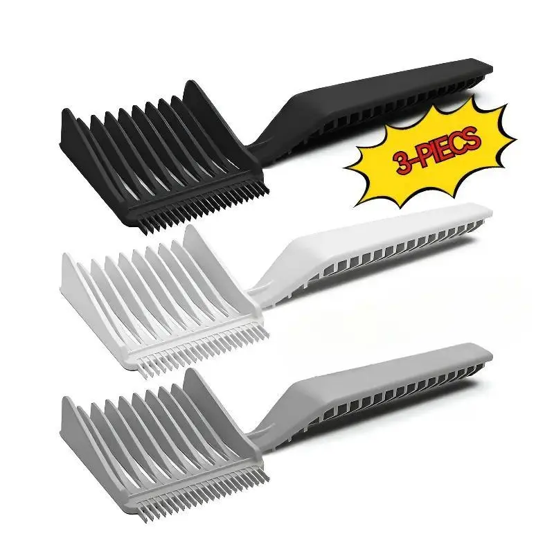 3PCSCurved Limit Fade Barber Comb, Ergonomic Anti-slip Handle, Create Clean Gradient Layers, Trim Sideburn & Nape Contour Salon Styling Position Comb, Hair Styling Accessory