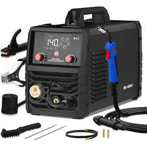 140A MIG Welder 110V/220V   - 5 in 1 Portable Gasless MIG/MAG/FLUX/TIG/MMA Welding Machine with Synergic Control, IGBT Inverter & LED Display